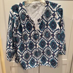 Croft & Barrow Blue and White Patterned cardigan